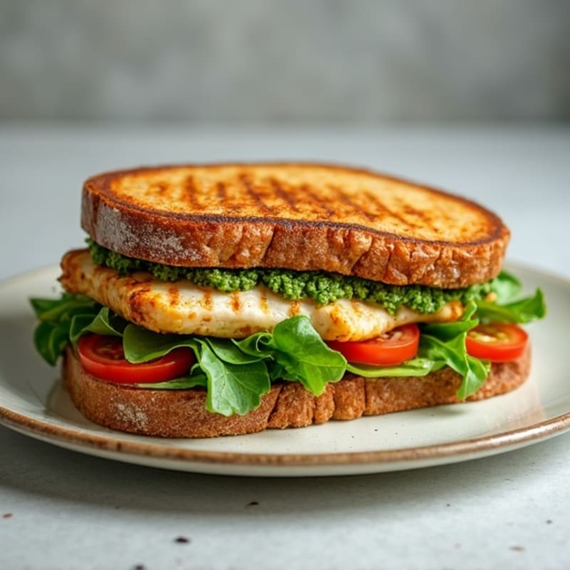 Grilled Pesto Chicken Sandwich with Fresh Greens
