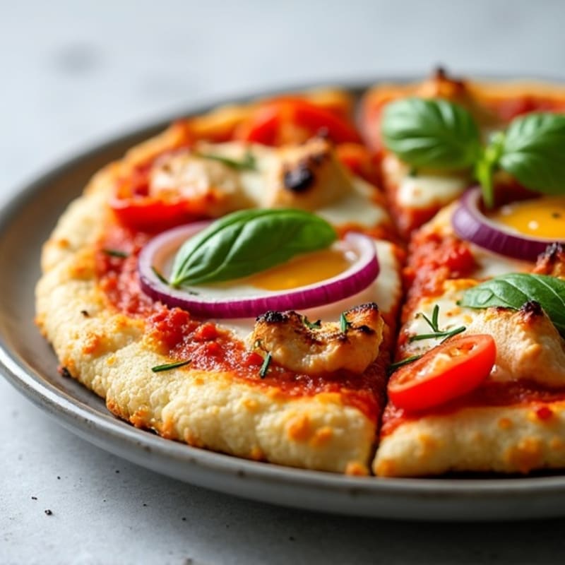 Crispy Cauliflower Crust Pizza with Chicken and Roasted Vegetables