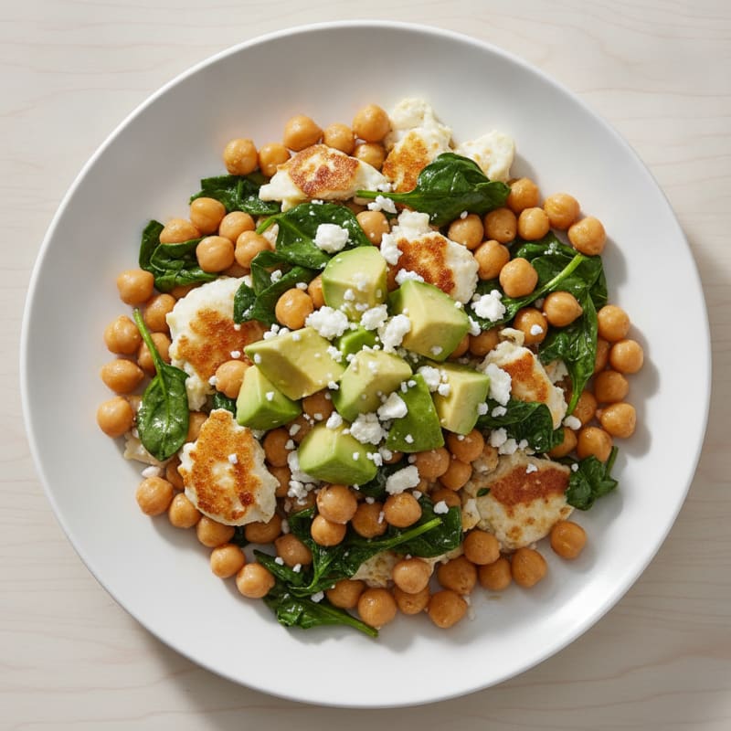 Egg White and Chickpea Scramble with Spinach