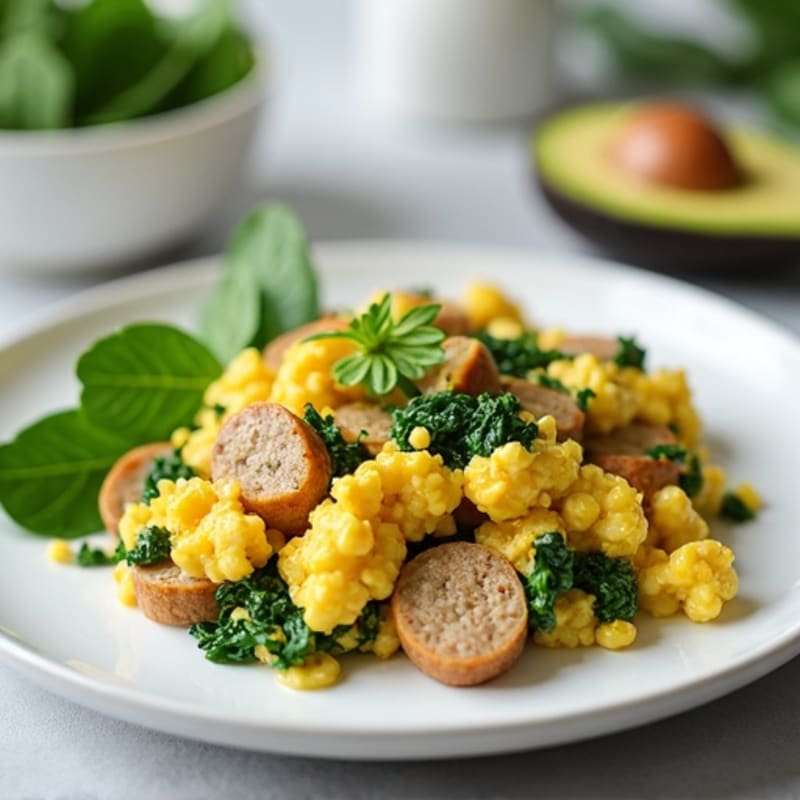 Egg White Scramble with Spinach and Turkey Sausage
