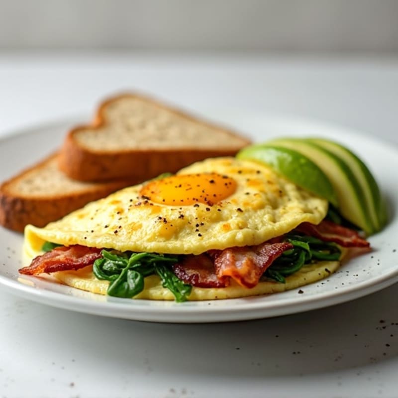 Egg White Omelette with Spinach and Turkey Bacon
