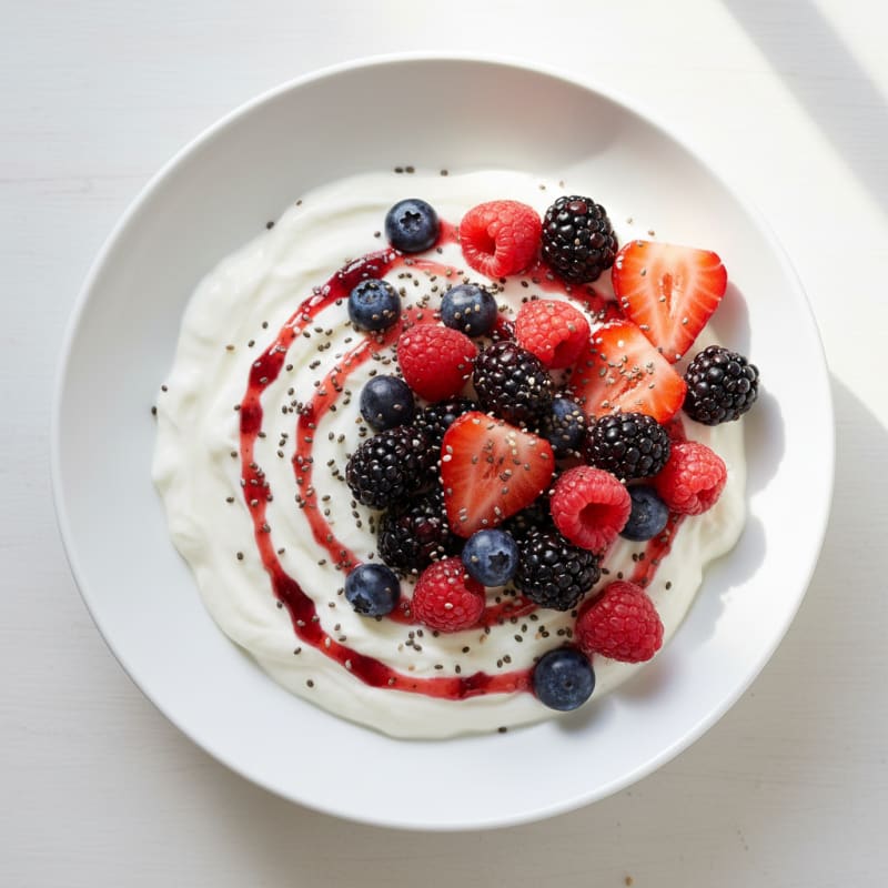 Silky Greek Yogurt Protein Pudding with Mixed Berries