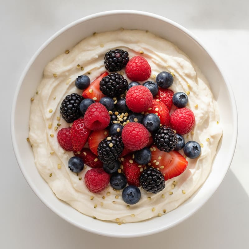 Creamy Vanilla Protein Greek Yogurt with Mixed Berries