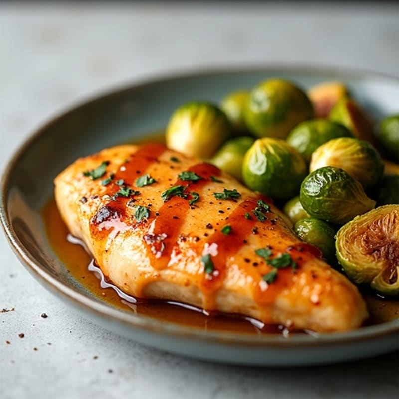 Sweet and Tangy Glazed Chicken with Roasted Brussels Sprouts