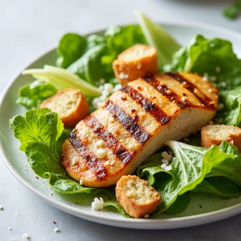 Grilled Chicken Caesar Salad with Crispy Romaine