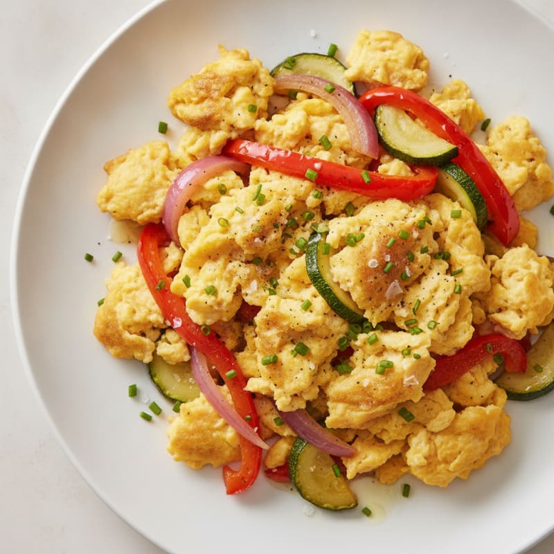 Hearty Scrambled Eggs with Roasted Vegetables