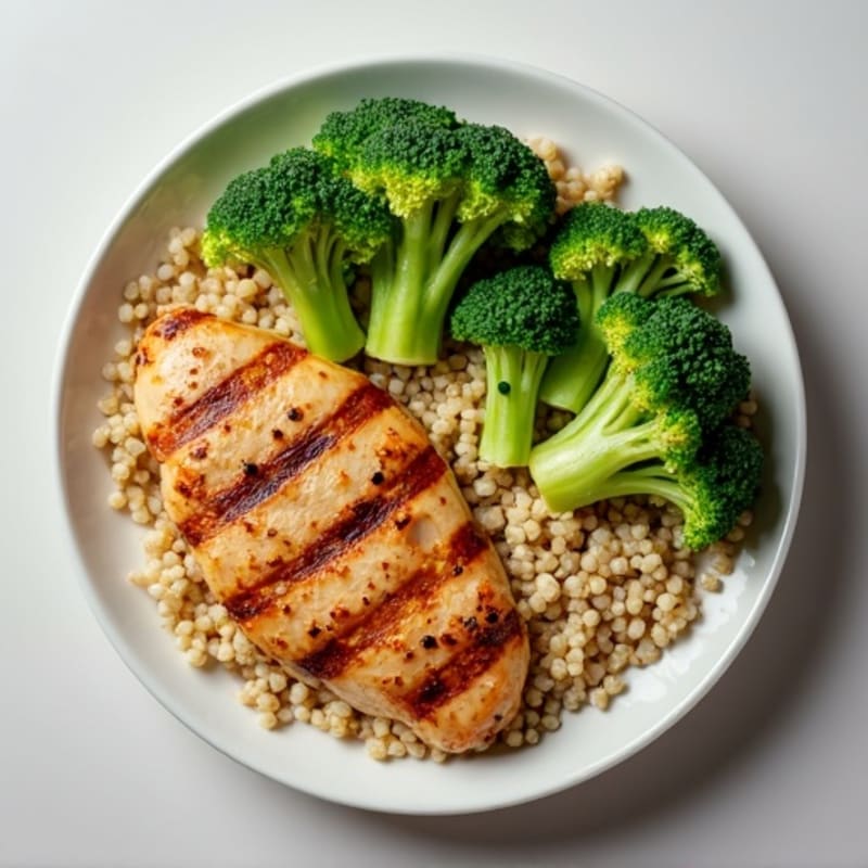 Grilled Chicken Breast with Quinoa and Steamed Broccoli