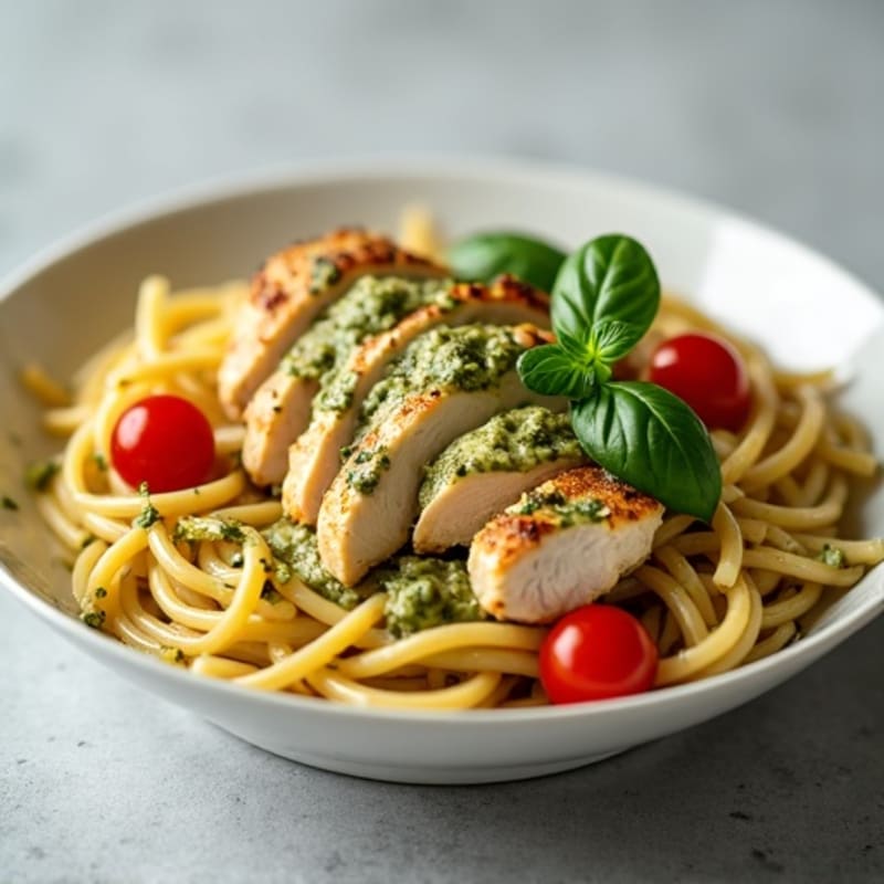 Creamy Pesto Chicken with Whole Wheat Pasta