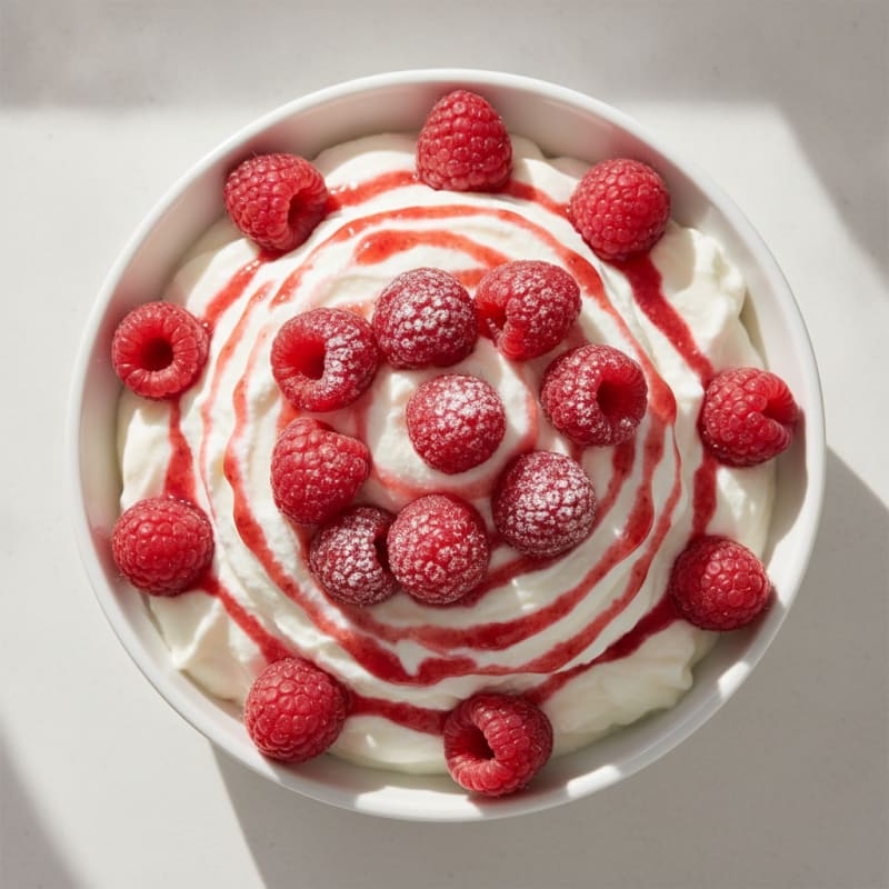 Greek Yogurt Protein Mousse with Raspberries