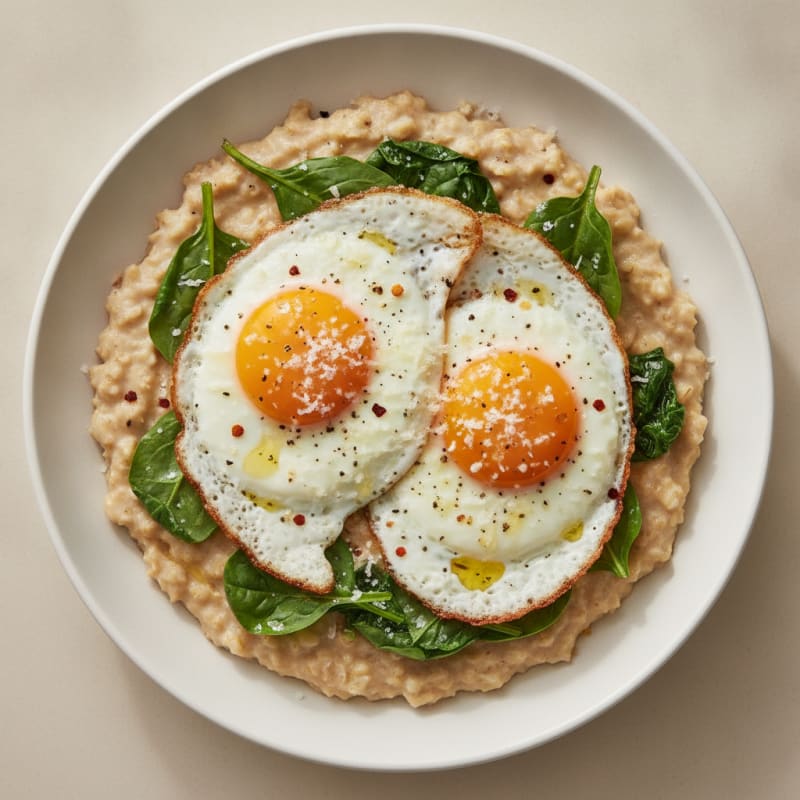 Savory Oatmeal with Fried Egg