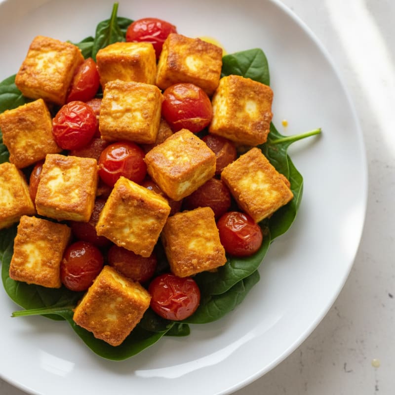 Baked Paneer with Spinach and Tomatoes