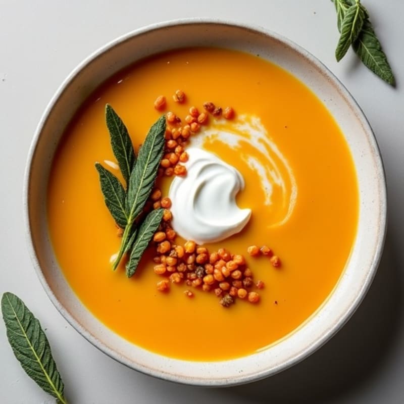Creamy Butternut Squash Soup with Crispy Sage