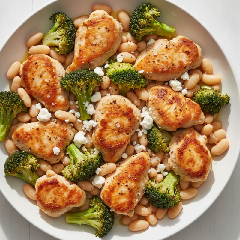 Broccoli and White Bean Feta Skillet