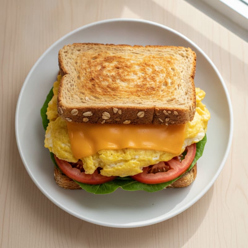 Egg and Cheese Breakfast Sandwich with Oat Bread