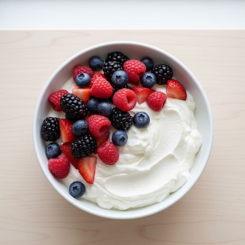 Greek Yogurt Protein Pudding with Mixed Berries