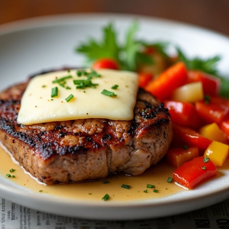 Seared Steak with Sautéed Peppers, Onions, and Melty Provolone