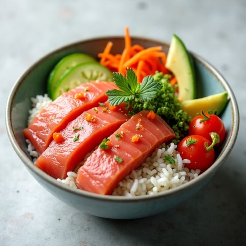 Spicy Tuna and Salmon Rice Bowl