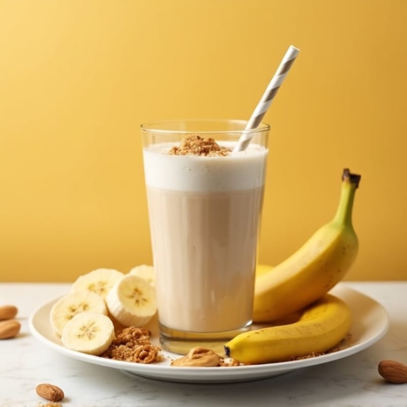 Peanut Butter Banana Protein Shake with Skim Milk