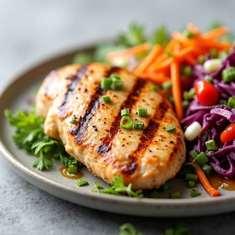 Grilled Chicken Breast with Crunchy Cabbage Slaw