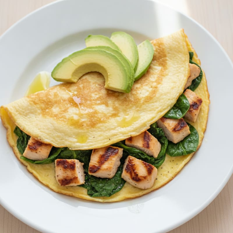 Egg White Omelette with Grilled Chicken and Spinach
