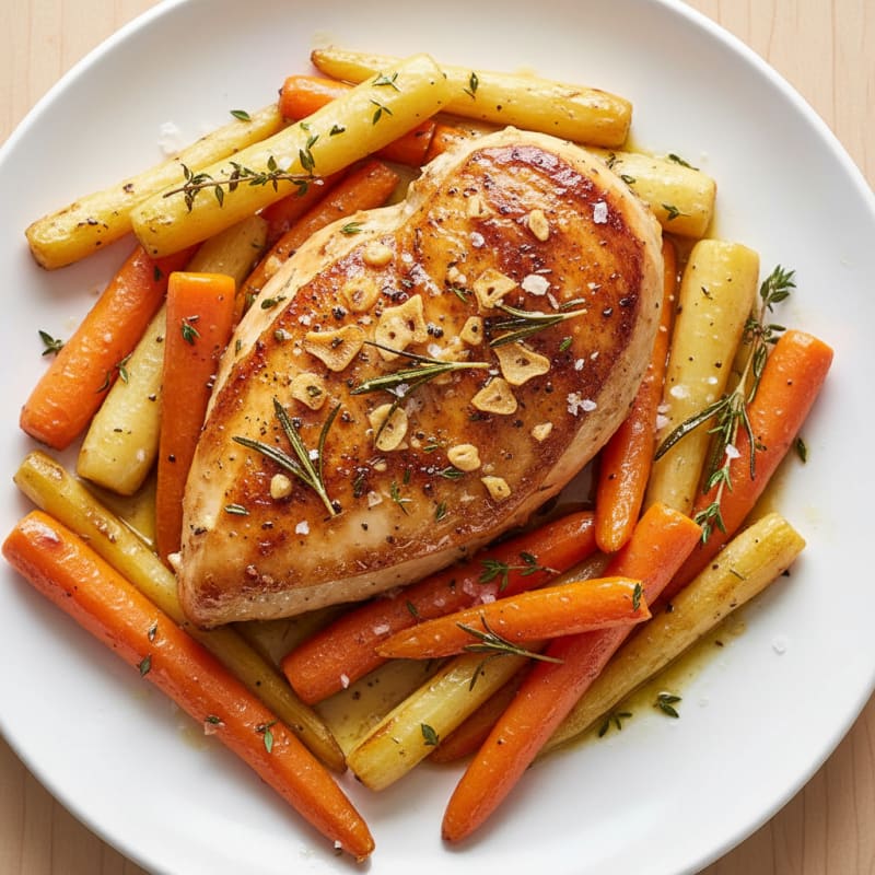 Garlic Herb Roasted Chicken with Root Vegetables