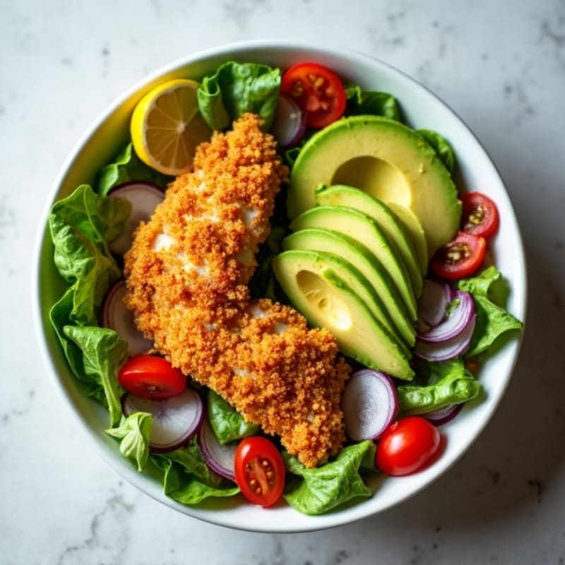 Crispy Chicken and Avocado Salad Bowl