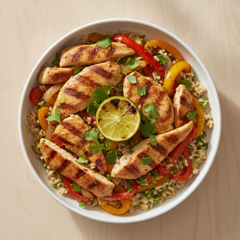 Grilled Chicken Bowl with Cilantro-Lime Brown Rice and Fajita Vegetables