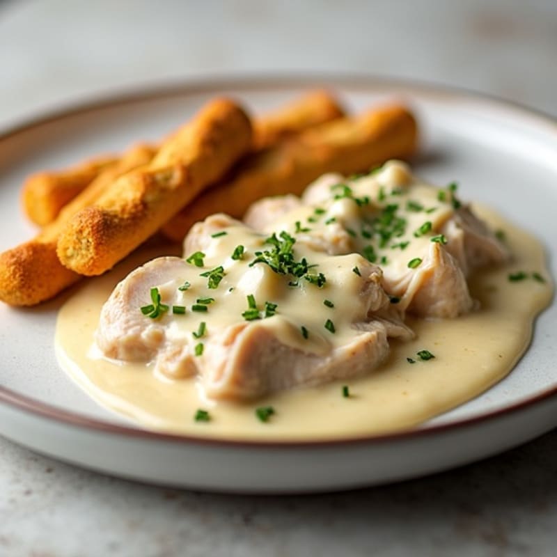 Creamy Garlic Chicken with Crispy Whole Wheat Breadsticks