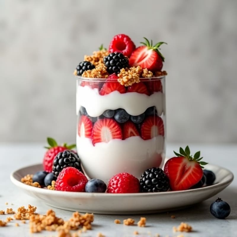 Creamy Greek Yogurt Parfait with Mixed Berries and Protein Granola