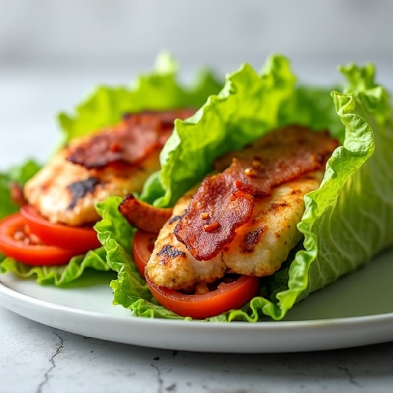 Grilled Chicken, Crispy Bacon, and Fresh Tomato Lettuce Wraps