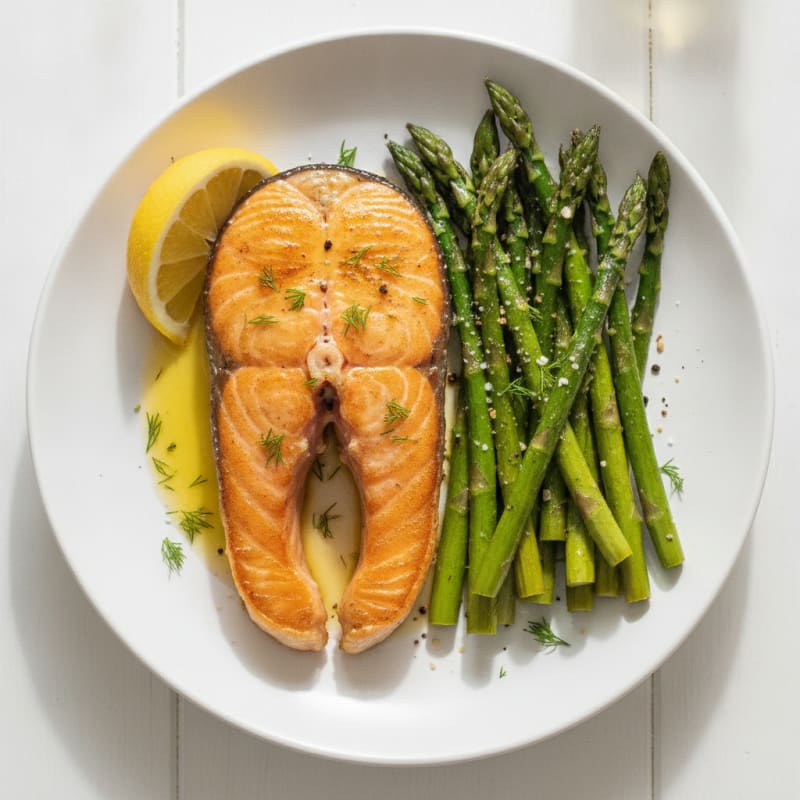 Pan-Seared Salmon with Roasted Asparagus