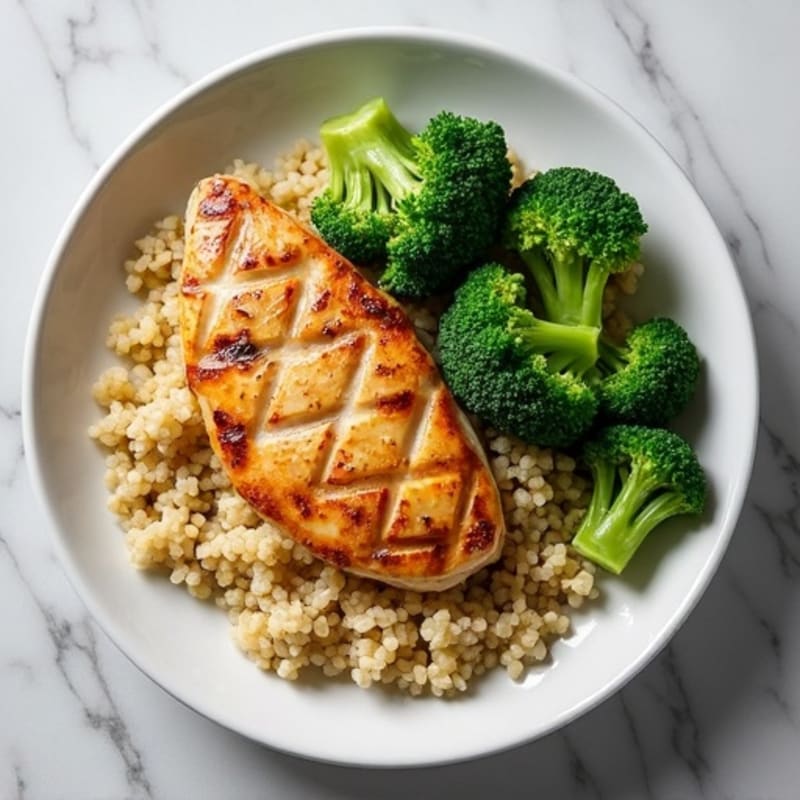 Grilled Chicken Breast with Quinoa and Steamed Broccoli