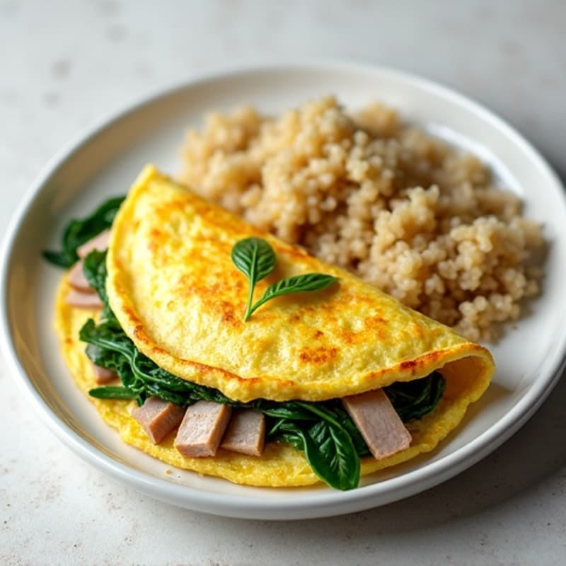Egg White Omelet with Spinach and Turkey Breast