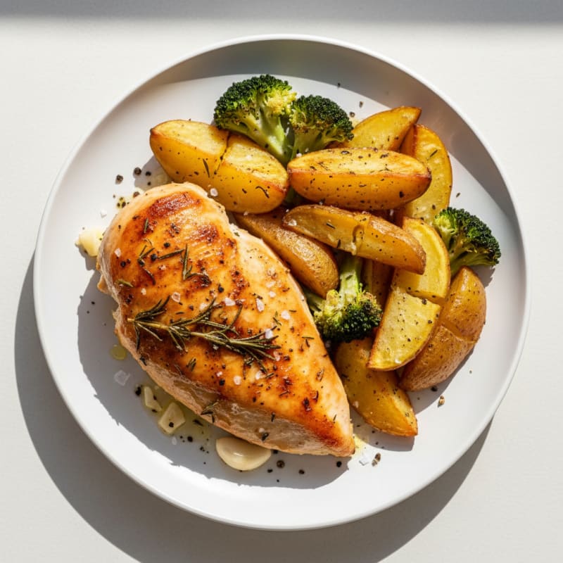 Golden Herb-Roasted Chicken with Crispy Potatoes