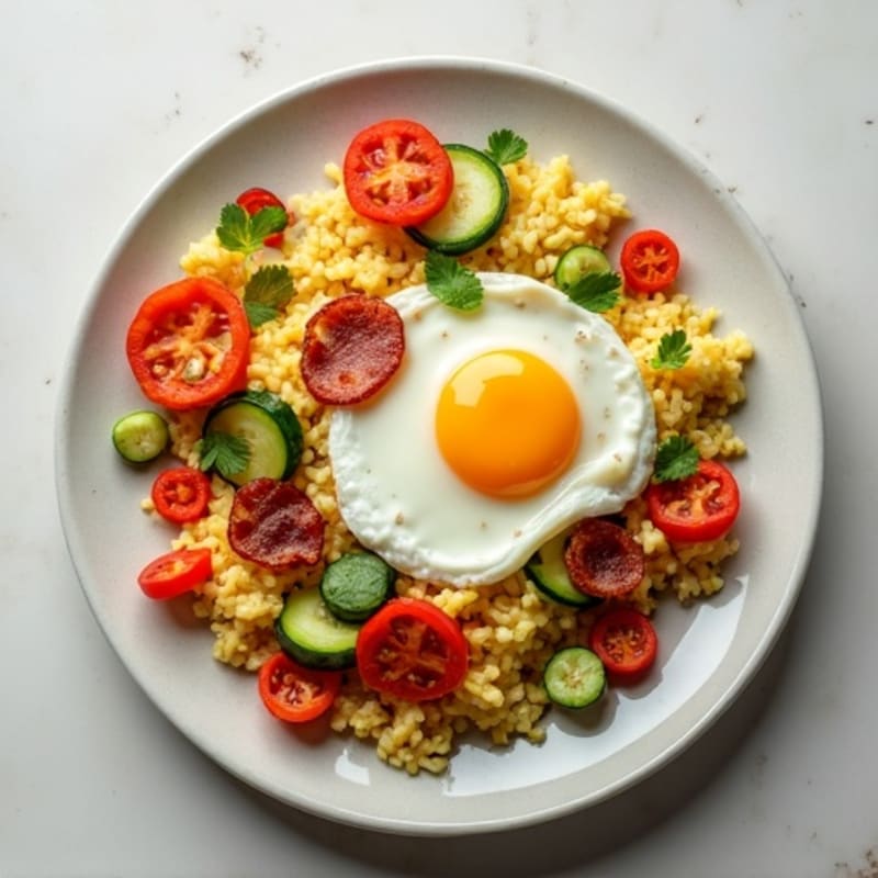 Egg White Veggie Scramble with Turkey Bacon