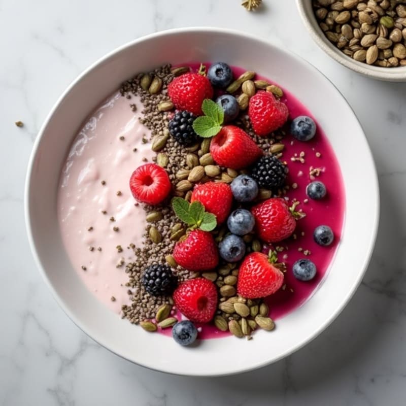 Protein-Packed Berry Yogurt Bowl with Crunchy Seeds