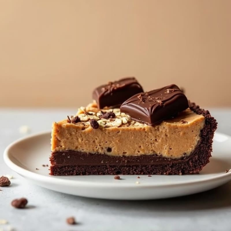 No-Bake Dark Chocolate Peanut Butter Protein Pie
