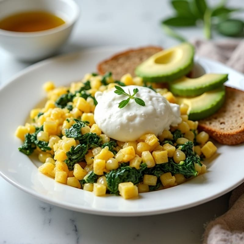 Egg White Scramble with Spinach and Cottage Cheese