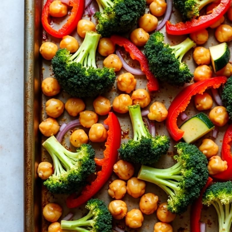 Sheet Pan Roasted Vegetables with Crispy Chickpeas