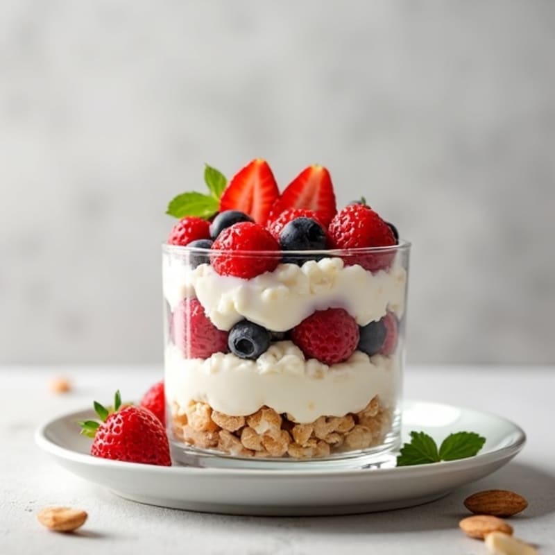 Cottage Cheese Berry Parfait with Almond Crunch
