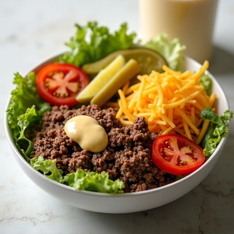 Lean Ground Beef Big Mac Bowl with Fresh Greens and Tangy Special Sauce