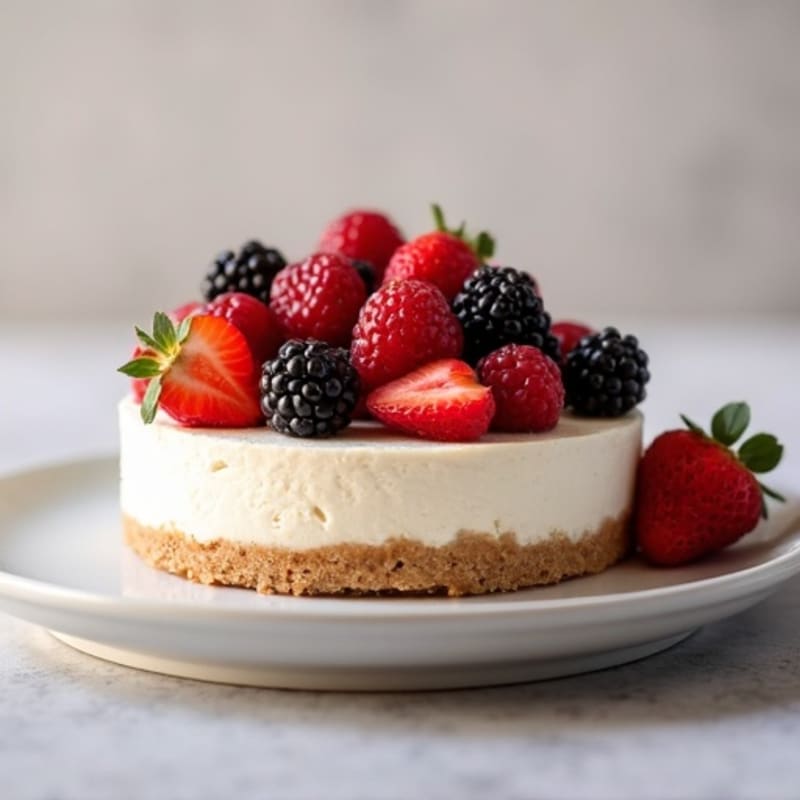 Greek Yogurt Protein Cheesecake with Mixed Berries