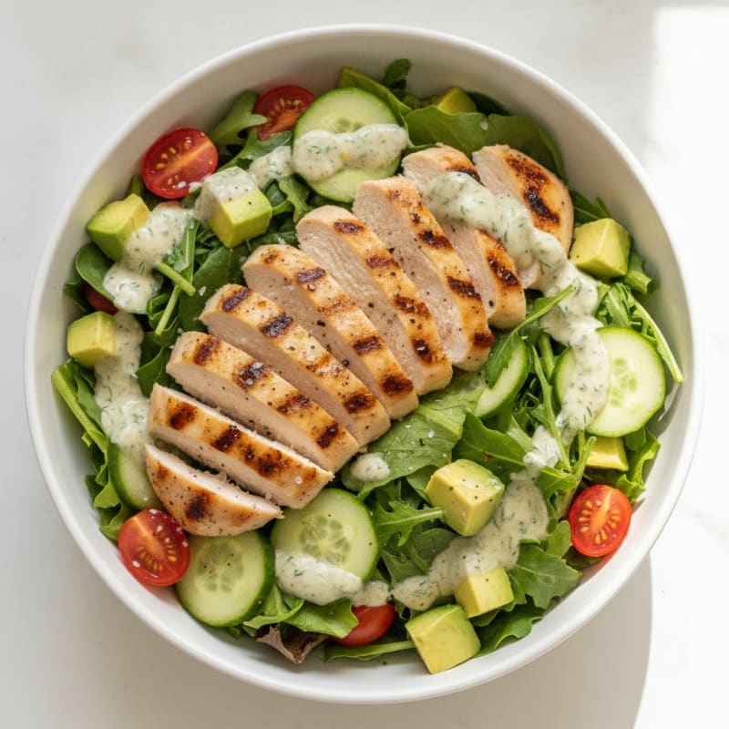 Grilled Chicken Salad with Creamy Dill Greek Yogurt Dressing