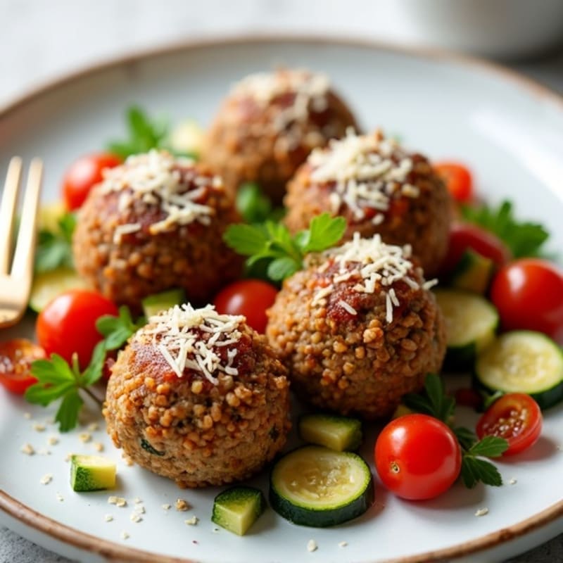 Hearty Baked Lentil Meatballs with Roasted Vegetables