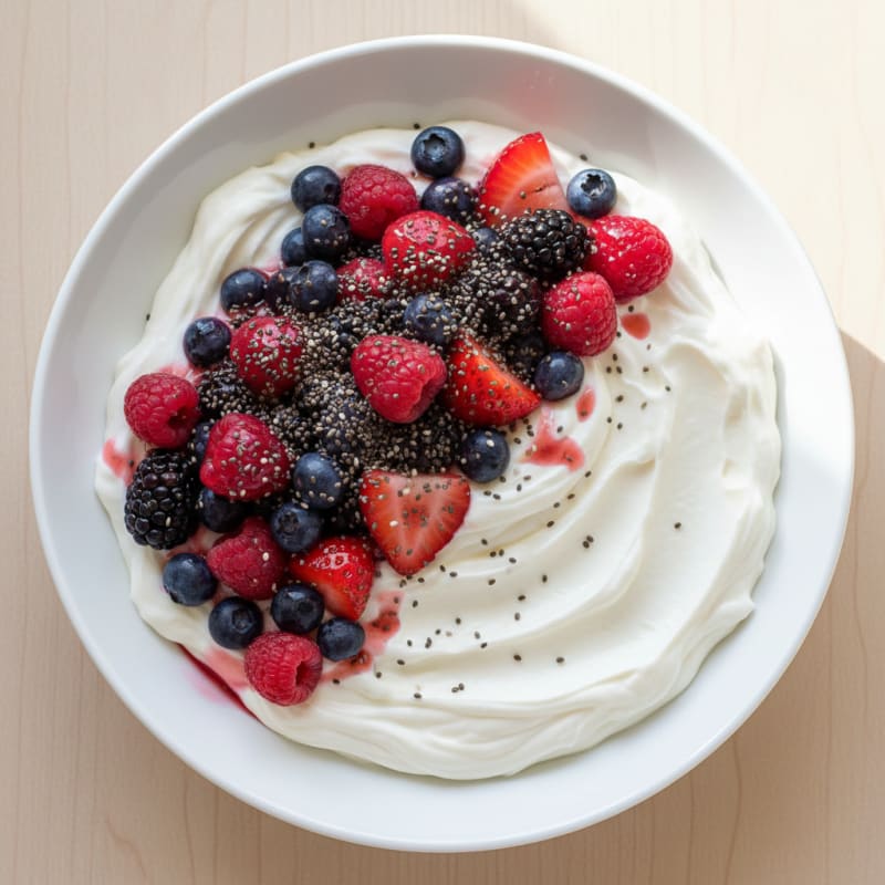 Silky Protein Yogurt Bowl with Mixed Berries