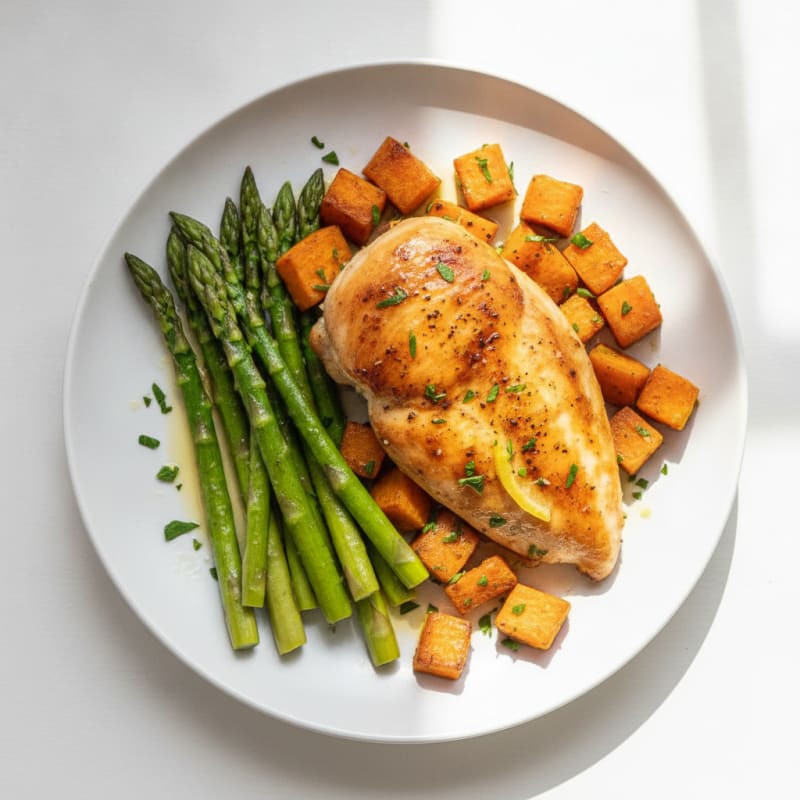 Lemon Herb Roasted Chicken with Asparagus