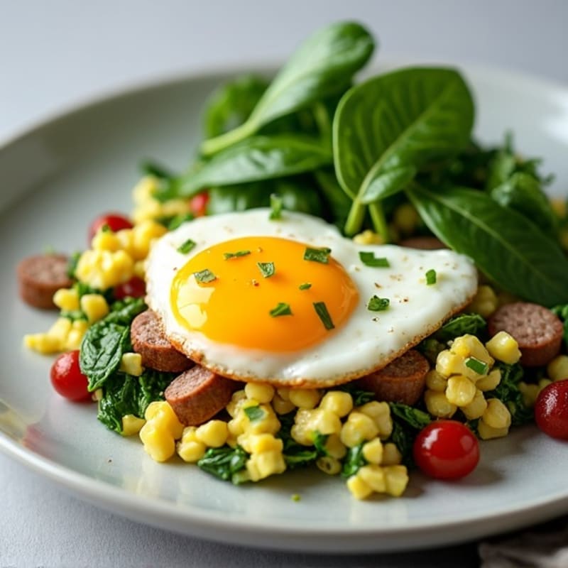 Egg White and Spinach Scramble with Turkey Sausage