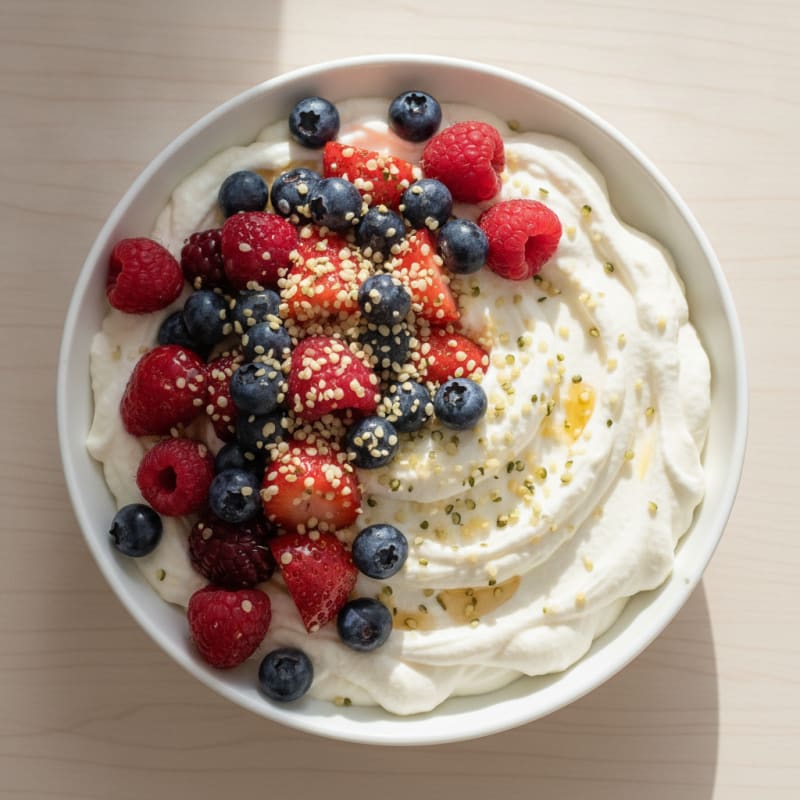 Greek Yogurt Protein Mousse with Mixed Berries
