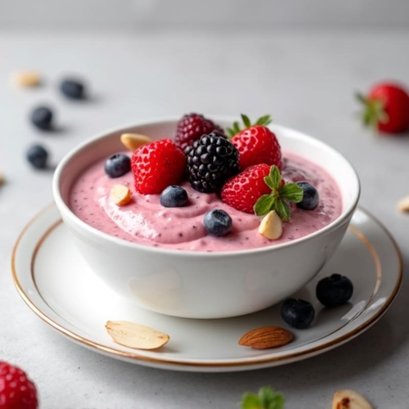 Silky Greek Yogurt Protein Pudding with Mixed Berries
