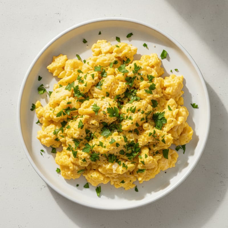 Fluffy Parsley Scrambled Eggs